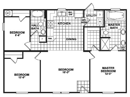 MHC Doublewide 1093-2302 Floorplan