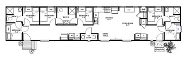 1140 sq. ft. 6 bedroom bunkhouse